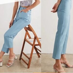 Arritzia Wilfred The Melina high rise straight leg vegan leather blue gray pants